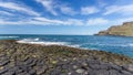 Landscapes of the Giant`s Causeway against blue sky in North Ireland, United Kingdom Royalty Free Stock Photo