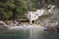 Landscapes, houses and villas on the sea along the coast of Portofino