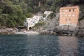 Landscapes, houses and villas on the sea along the coast of Portofino