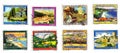 landscapes, monuments,villages stamps