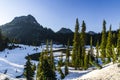 Landscapes of Mt Rainier Sunrise Tipsoo Lake and White River. Royalty Free Stock Photo