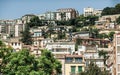 Landscapes of Naples; view from the shore of the houses of local residents behind which is therport Royalty Free Stock Photo
