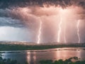 Landscapes of rainstorms and lightning strikes