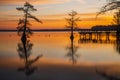 Landscapes of Reelfoot Lake Tennessee in Sunrise Royalty Free Stock Photo