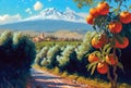 Landscapes of Sicilia, highlands scenery, village view