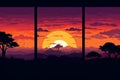 Landscapes and Sky scapes at Sunset or Sunrise illustration