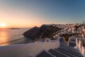 Landscapes of the village Imerovigli and Fira in Santorini Island in Greece Royalty Free Stock Photo