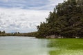 Landscapes of Wai-o-tapu Thermal park. Green lake. North island. New Zealand