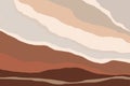 Landscapes wall art vector illusrtation. Mountain earth tones backgrounds with moon, sun. Minimal design and natural