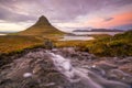 Landscapes and waterfalls. Kirkjufell mountain in Iceland Royalty Free Stock Photo