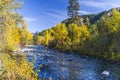 Landscapes of Wenatchee River  Lake Wenatchee and Leavenworth in Autumn. Royalty Free Stock Photo