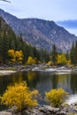 Landscapes of Wenatchee River  Lake Wenatchee and Leavenworth in Autumn. Royalty Free Stock Photo