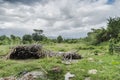 Landscapes with wood prepared kitchen Royalty Free Stock Photo