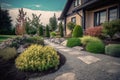 Landscaping. Ennoblement of residential areas. AI Generated Royalty Free Stock Photo