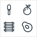 Landscaping equipment line icons. linear set. quality vector line set such as pear, fence, orange