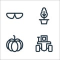 landscaping equipment line icons. linear set. quality vector line set such as tractor, pumpkin, plant pot