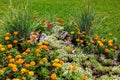 Landscaping flower beds with flowers.