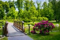 Landscaping in the garden. The path in the garden.Beautiful back Royalty Free Stock Photo