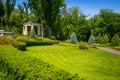 Landscaping in the garden. The path in the garden.Beautiful back Royalty Free Stock Photo