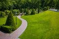 Landscaping in the garden. The path in the garden.Beautiful back