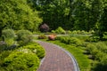 Landscaping in the garden. The path in the garden.Beautiful back