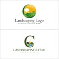 Landscaping gardening land field outdoor logo design