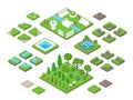 Landscaping isometric 3d garden design elements Royalty Free Stock Photo