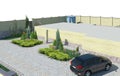 Landscaping plant groupings high angle view, 3D render Royalty Free Stock Photo