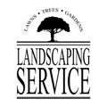 Landscaping service sign vector with black tree silhouette