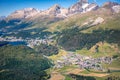 Landscaping view to lakes, Celerina and St Moritz Royalty Free Stock Photo