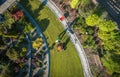 Landscaping Worker Lawn Aerating Using Gasoline Aerator Royalty Free Stock Photo