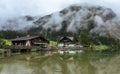 Landschaft bei Regen und schlechtem Wetter am Vilsalpsee in Tirol, Austria Royalty Free Stock Photo