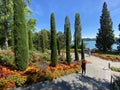 Landschape of the Italian Floral Water Cascade or Italienische Blumen-Wassertreppe - Flower Island Mainau on the Lake Constance