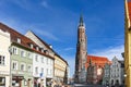 Landshut, Germany-: Citiscape of Historical Buildings and St Martin Cathedral in Landshut