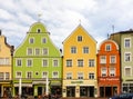 Landshut, Germany- : Traditional Gothic Colourful Houses in the Historical Town of Landshut