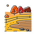 landskape red orange autumn color icon vector illustration