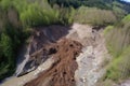 landslide blocks the flow of a river, creating new ecosystem and opportunities for wildlife