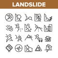 Landslide Collection Elements Icons Set Vector