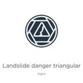 Landslide danger triangular traffic signal icon vector. Trendy flat landslide danger triangular traffic signal icon from signs