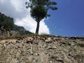 Landslide in the hills near Chandanwari, Pahalgam, after the rain falls