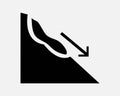 Landslide Icon. Land Slide Earthquake Mountain Disaster Danger Risk Hazard Warning Sign Symbol