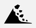 Landslide Icon Land Slide Natural Disaster Falling Rocks Rock Vector Black White Icon
