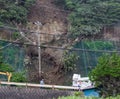 Landslide in Japan, Cliff has collapsed on road.