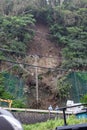 Landslide in Japan, Cliff has collapsed on road.