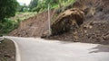 Landslide on the mountain road..Camiguin island Philippines. Royalty Free Stock Photo