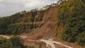 Landslide on the road in the mountains.Camiguin island Philippines. Royalty Free Stock Photo