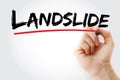 Landslide text with marker Royalty Free Stock Photo