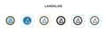 Landslide vector icon in 6 different modern styles. Black, two colored landslide icons designed in filled, outline, line and Royalty Free Stock Photo