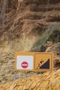 Landslide warning sign