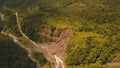 Landslide on the road in the mountains.Camiguin island Philippines. Royalty Free Stock Photo